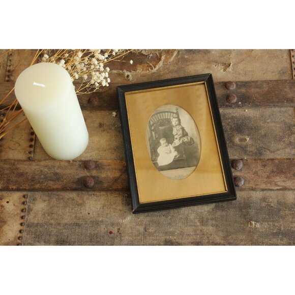 Vintage 1900s Framed Photograph, Victorian Baby Edwardian Black And White Sepia - Picture 2 of 10